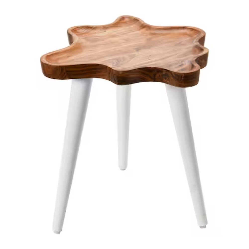 Creative Co-Op Wood Wavy Edge End Table